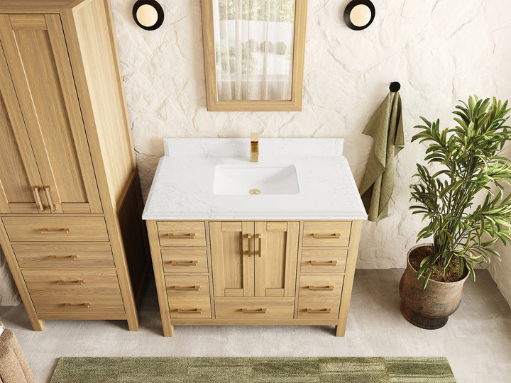 Malibu White Oak 42 in. W x 22 in. D Single Sink Bathroom Vanity - photo 19