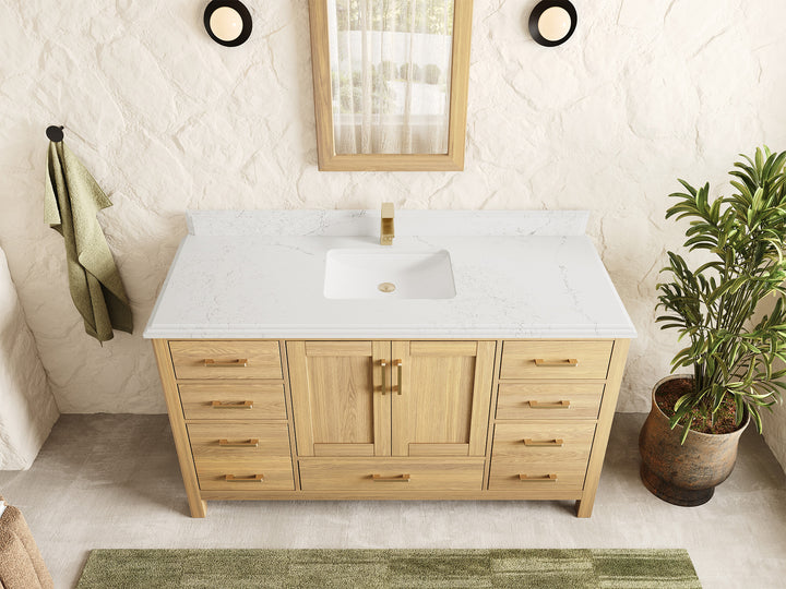 Malibu White Oak 60 in. W x 22 in. D Single Sink Bathroom Vanity - photo 16