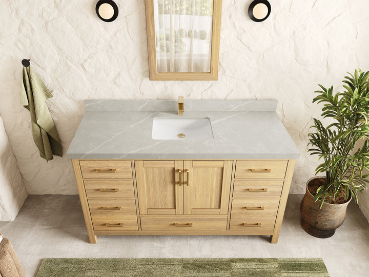 Malibu White Oak 60 in. W x 22 in. D Single Sink Bathroom Vanity - photo 19