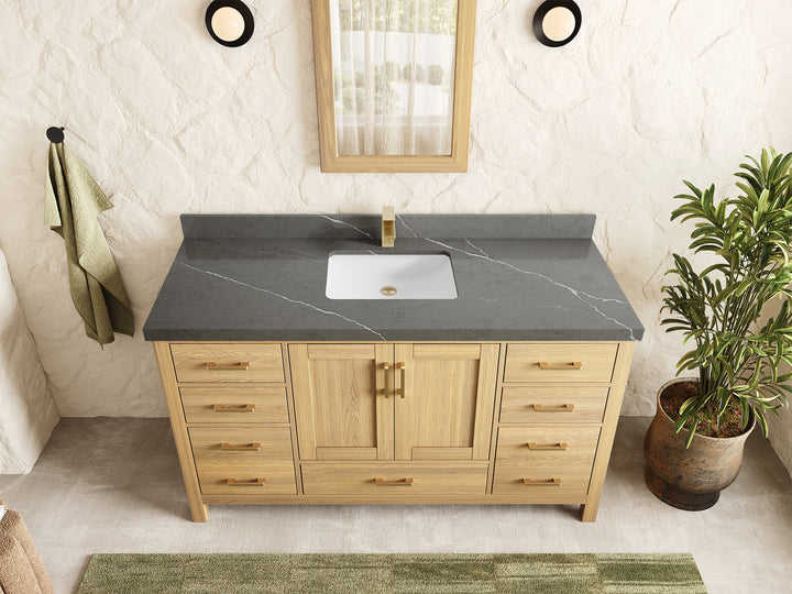 Malibu White Oak 60 in. W x 22 in. D Single Sink Bathroom Vanity - photo 20