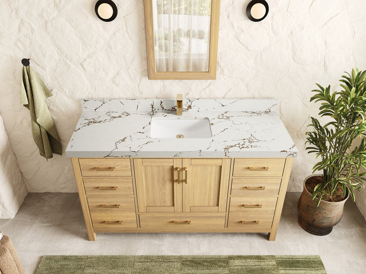 Malibu White Oak 60 in. W x 22 in. D Single Sink Bathroom Vanity - photo 21
