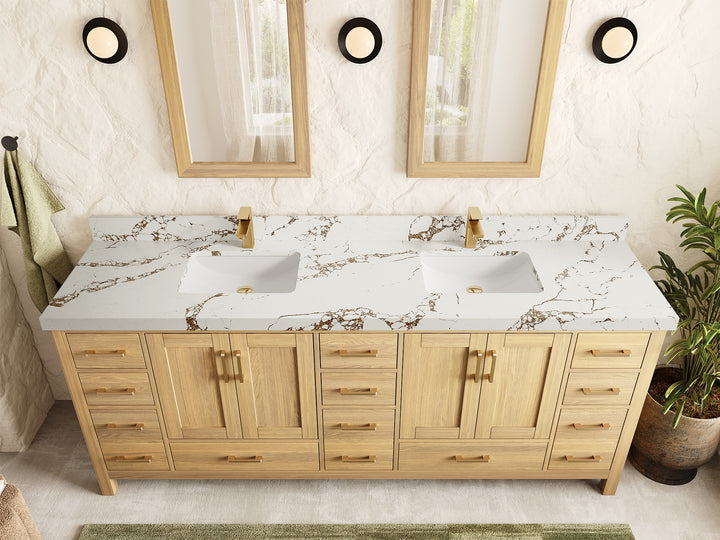 Malibu White Oak 84 in. W x 22 in. D Double Sink Bathroom Vanity - photo 21
