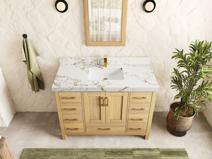 Malibu White Oak 48 in. W x 22 in. D Single Sink Bathroom Vanity - photo 22