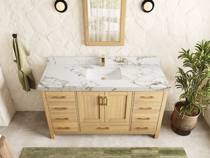 Malibu White Oak 60 in. W x 22 in. D Single Sink Bathroom Vanity - photo 22