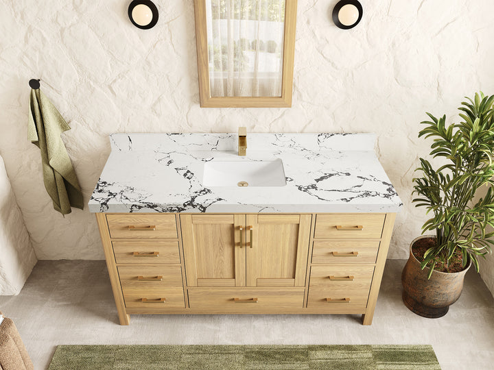 Malibu White Oak 60 in. W x 22 in. D Single Sink Bathroom Vanity - photo 23
