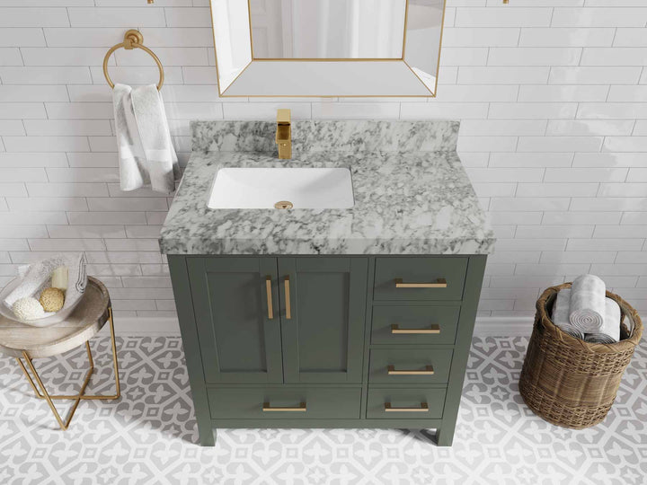Malibu 36 in. W x 22 in. D Left Offset Sink Bathroom Vanity - photo 11