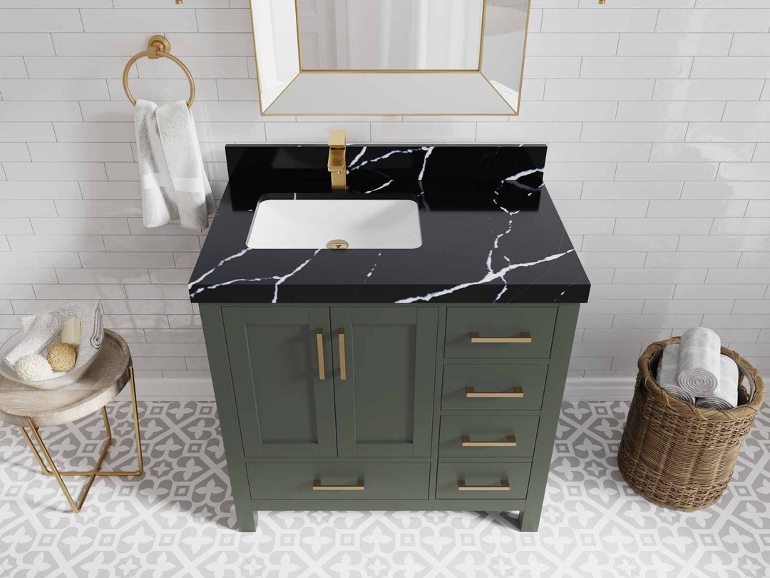 Malibu 36 in. W x 22 in. D Left Offset Sink Bathroom Vanity