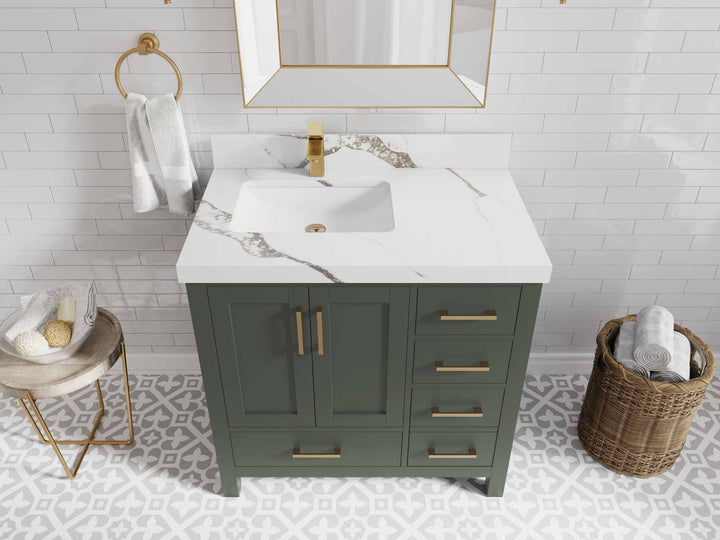 Malibu 36 in. W x 22 in. D Left Offset Sink Bathroom Vanity - photo 17