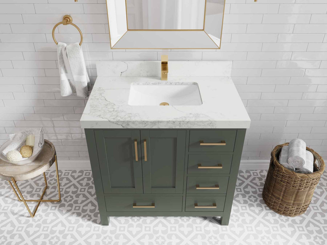 Malibu 36 in. W x 22 in. D Bathroom Vanity Center Sink