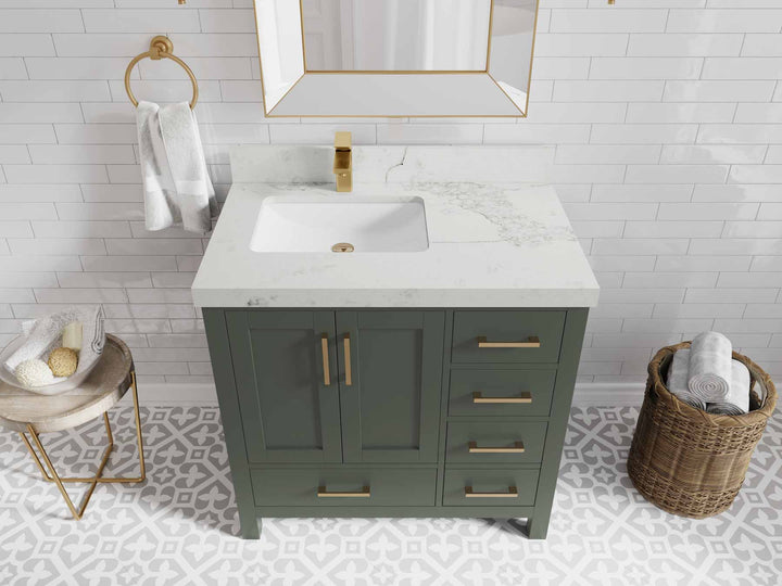 Malibu 36 in. W x 22 in. D Left Offset Sink Bathroom Vanity - photo 21