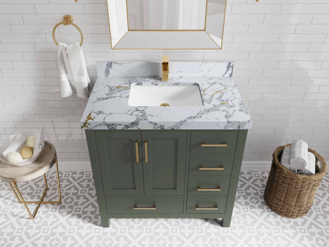Malibu 36 in. W x 22 in. D Bathroom Vanity Center Sink