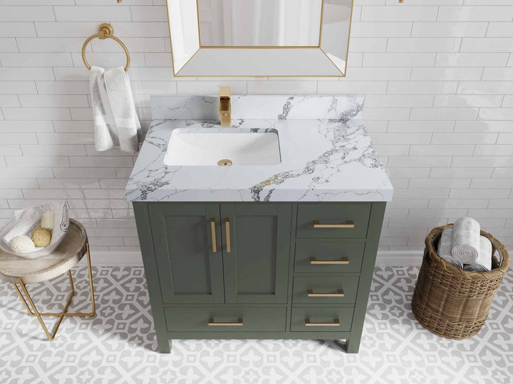Malibu 36 in. W x 22 in. D Left Offset Sink Bathroom Vanity - photo 23