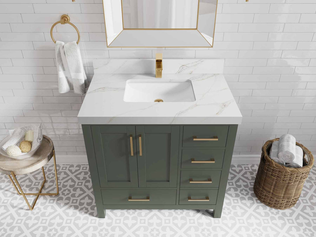 Malibu 36 in. W x 22 in. D Bathroom Vanity Center Sink