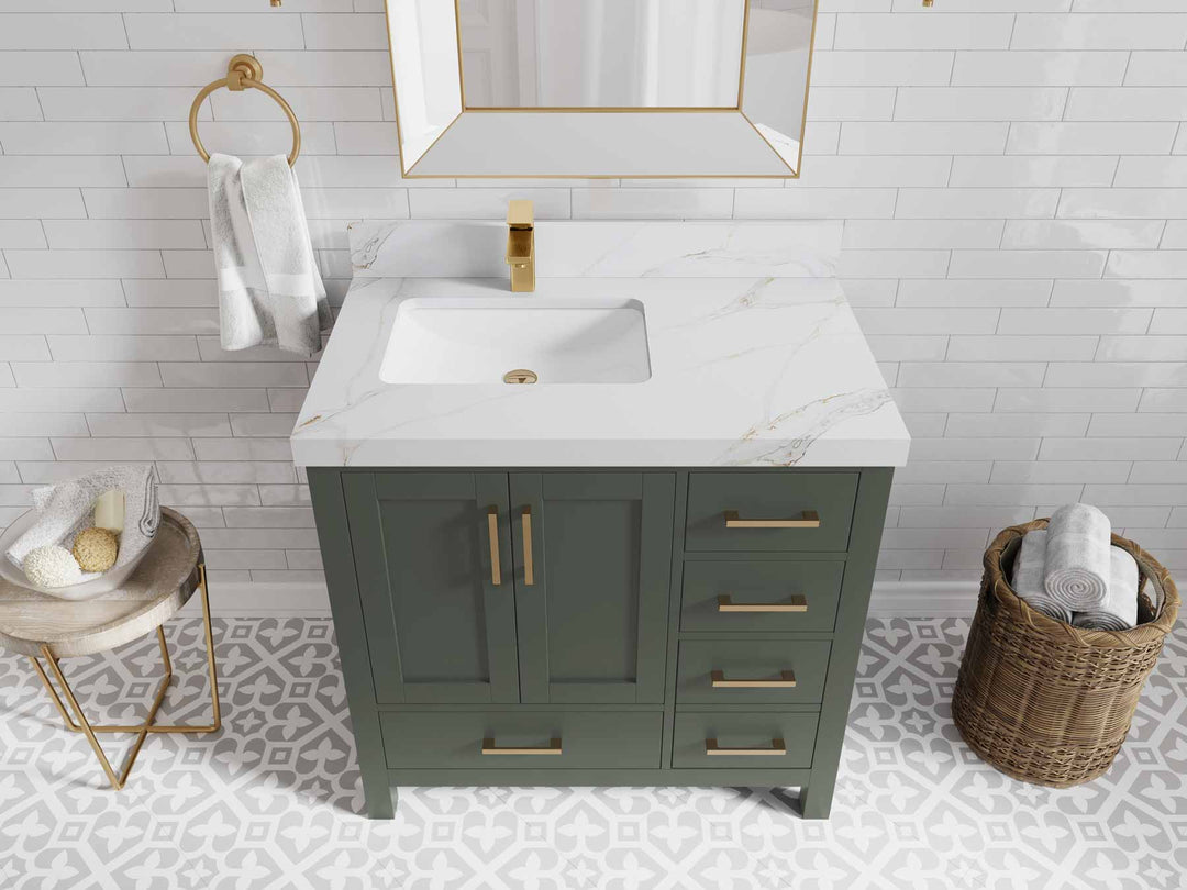 Malibu 36 in. W x 22 in. D Left Offset Sink Bathroom Vanity
