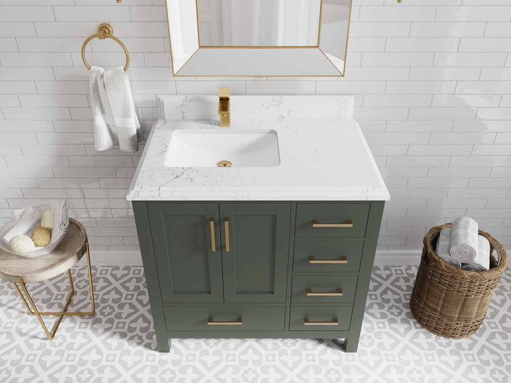 Malibu 36 in. W x 22 in. D Left Offset Sink Bathroom Vanity - photo 31