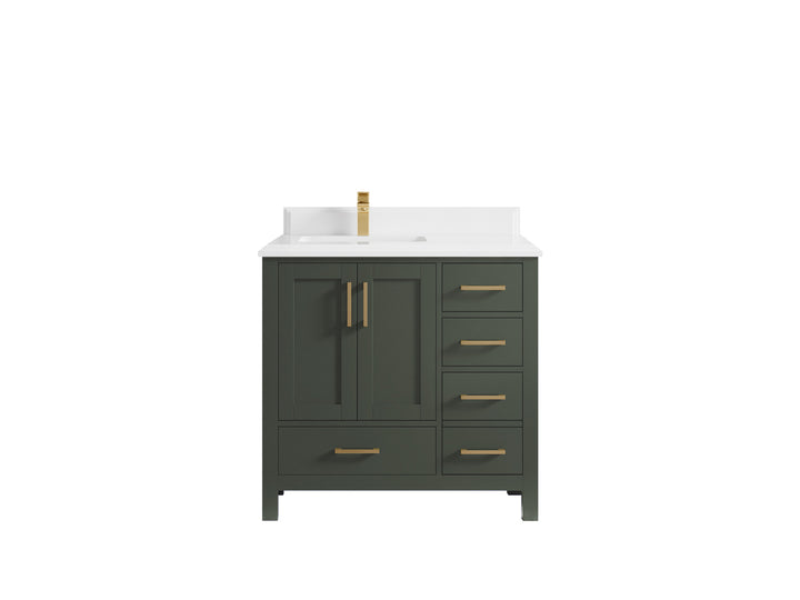 Malibu 36 in. W x 22 in. D Left Offset Sink Bathroom Vanity - photo 34