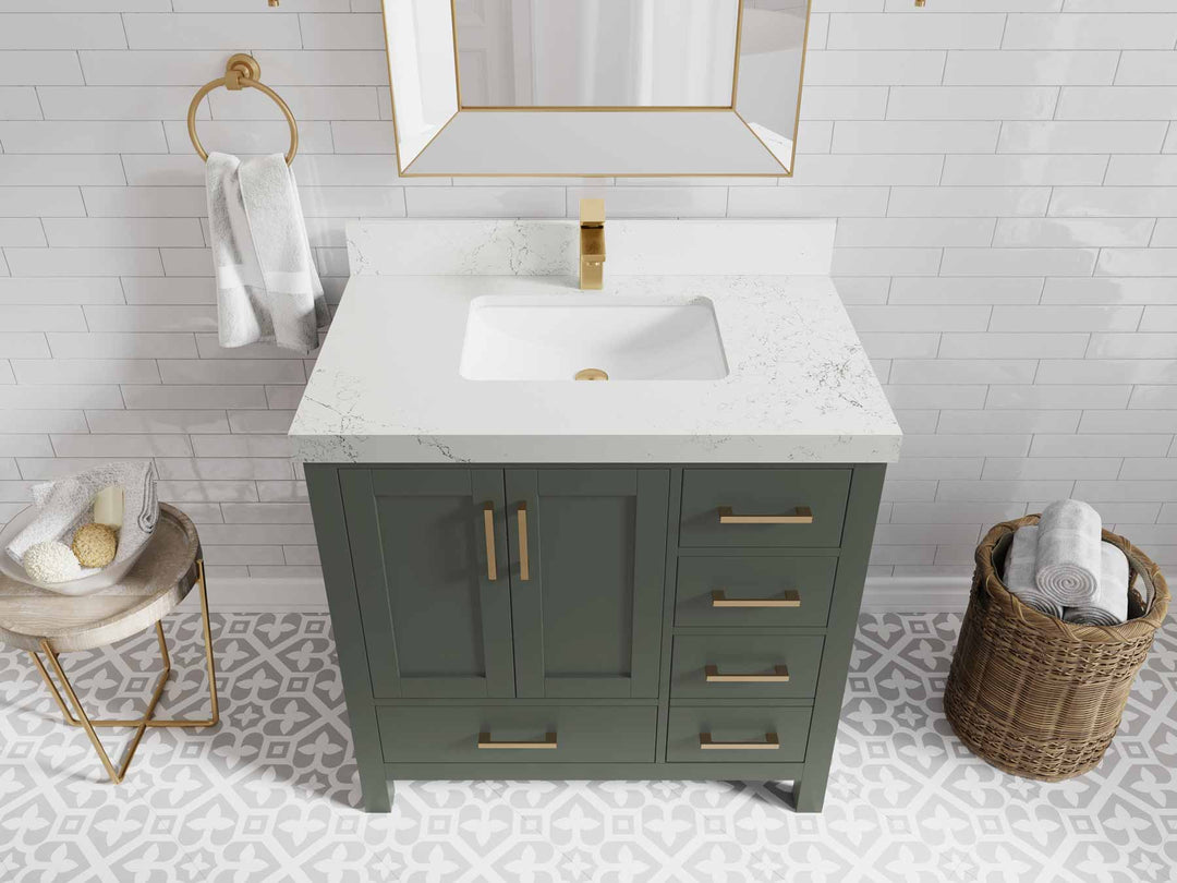 Malibu 36 in. W x 22 in. D Bathroom Vanity Center Sink