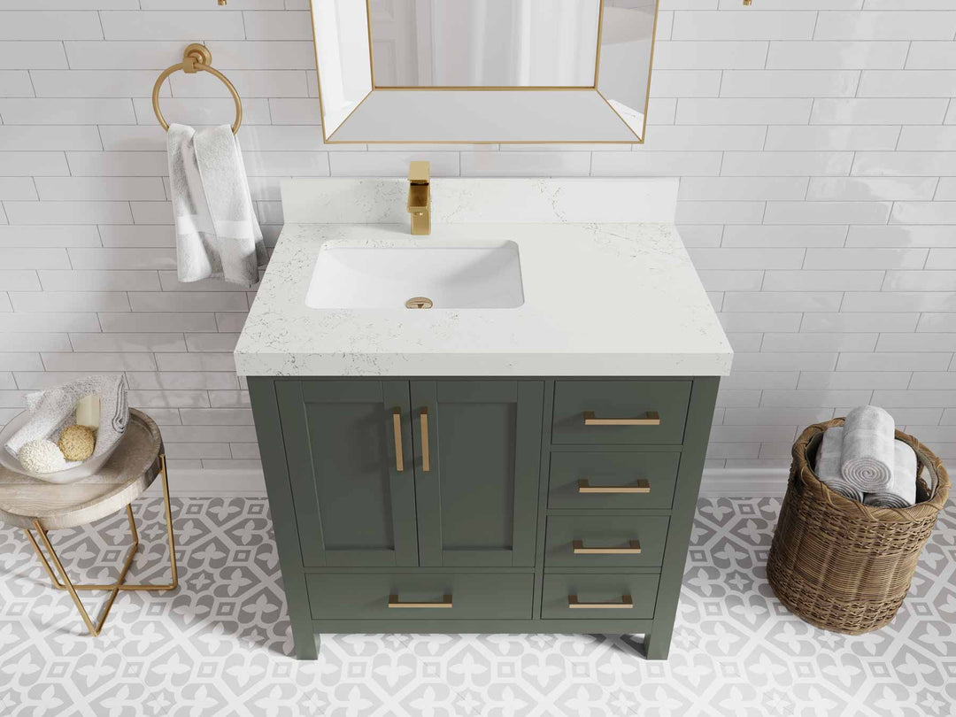 Malibu 36 in. W x 22 in. D Left Offset Sink Bathroom Vanity
