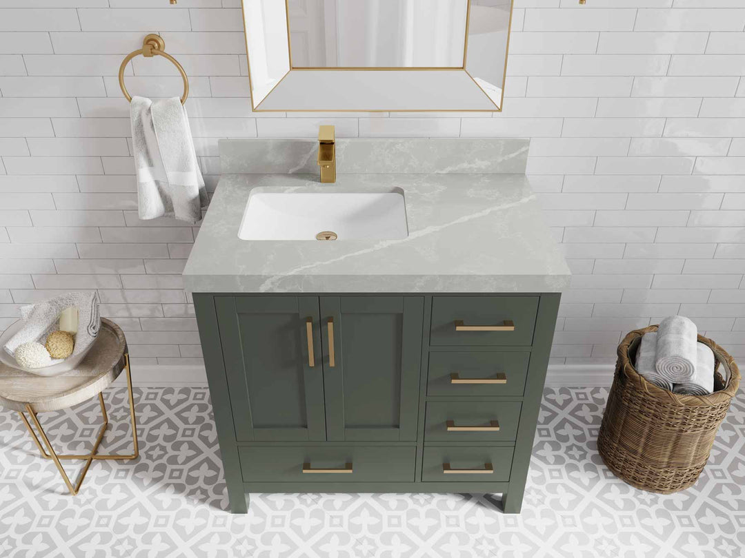 Malibu 36 in. W x 22 in. D Left Offset Sink Bathroom Vanity