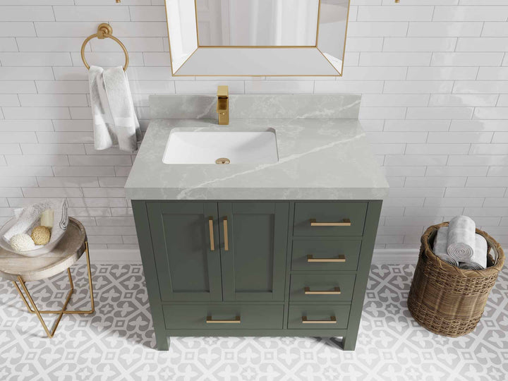 Malibu 36 in. W x 22 in. D Left Offset Sink Bathroom Vanity - photo 37