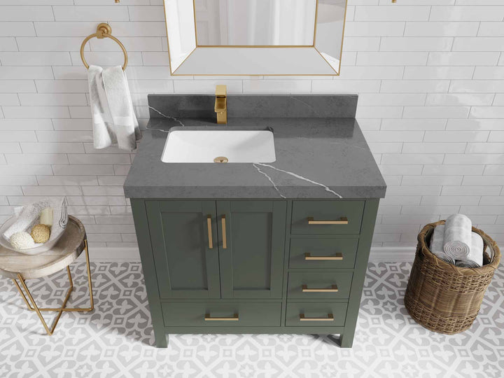 Malibu 36 in. W x 22 in. D Left Offset Sink Bathroom Vanity - photo 39