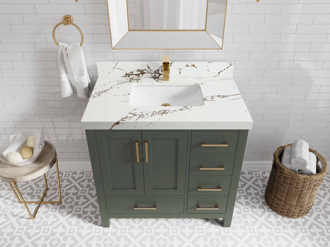 Malibu 36 in. W x 22 in. D Bathroom Vanity Center Sink