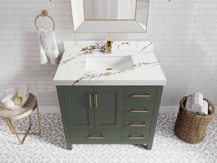 Malibu 36 in. W x 22 in. D Bathroom Vanity Center Sink - photo 41