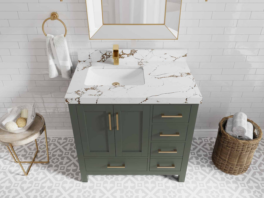 Malibu 36 in. W x 22 in. D Left Offset Sink Bathroom Vanity