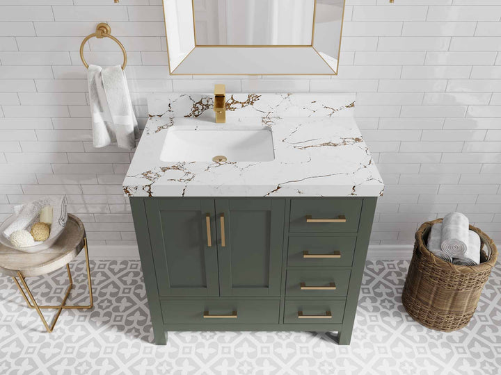 Malibu 36 in. W x 22 in. D Left Offset Sink Bathroom Vanity - photo 43