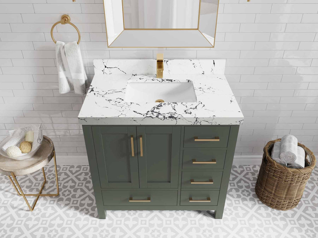 Malibu 36 in. W x 22 in. D Bathroom Vanity Center Sink