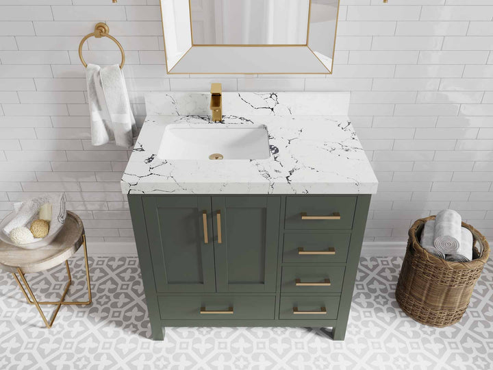 Malibu 36 in. W x 22 in. D Left Offset Sink Bathroom Vanity - photo 45