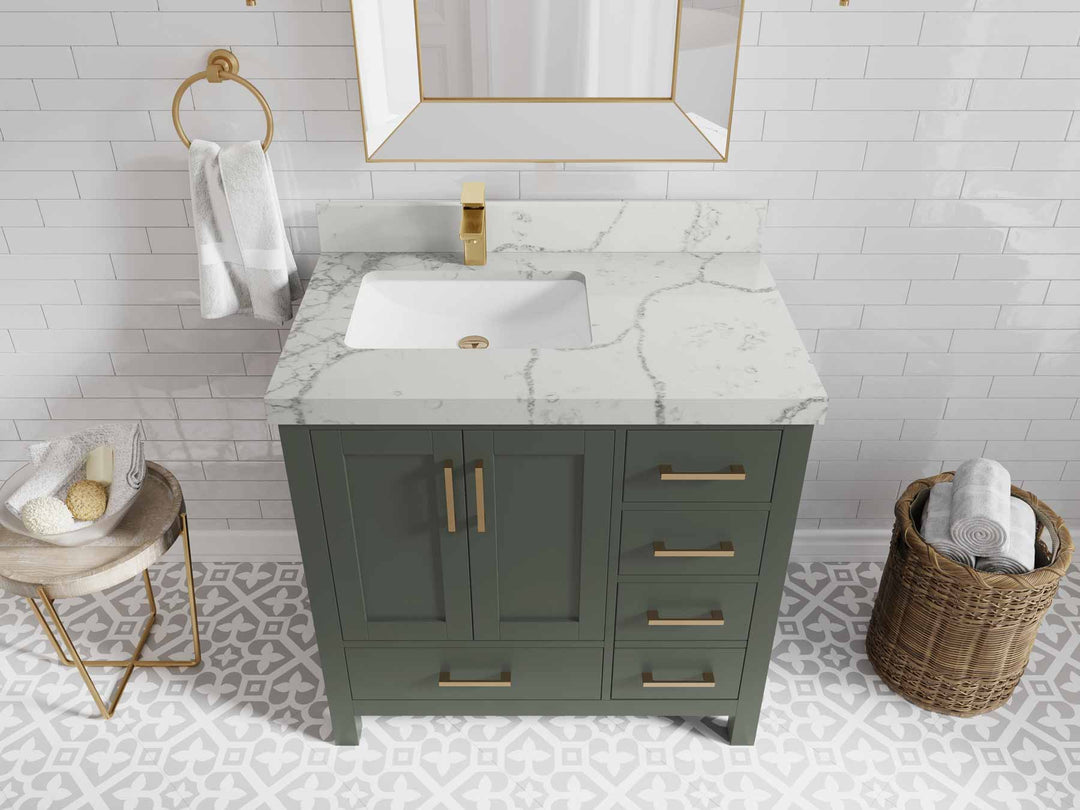Malibu 36 in. W x 22 in. D Left Offset Sink Bathroom Vanity