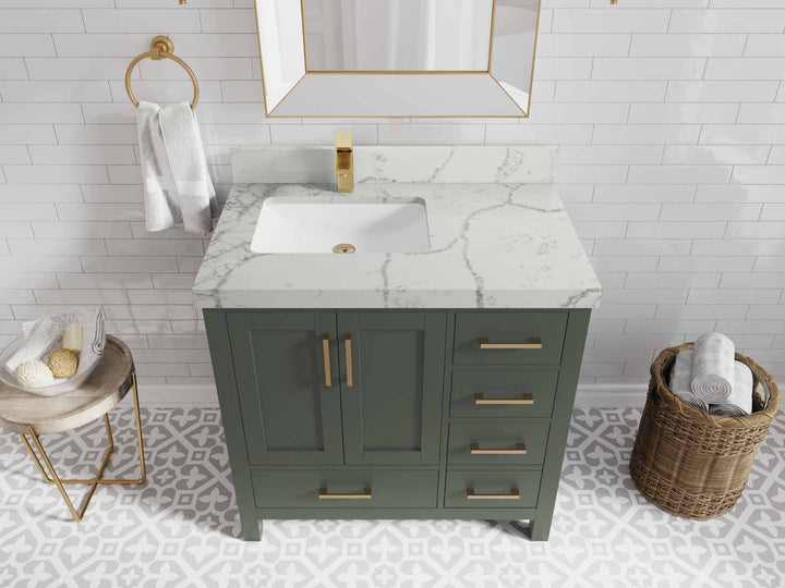 Malibu 36 in. W x 22 in. D Left Offset Sink Bathroom Vanity - photo 47