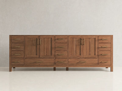 Malibu Teak Wood 96 in. W x 22 in. D Double Sink Bathroom Vanity