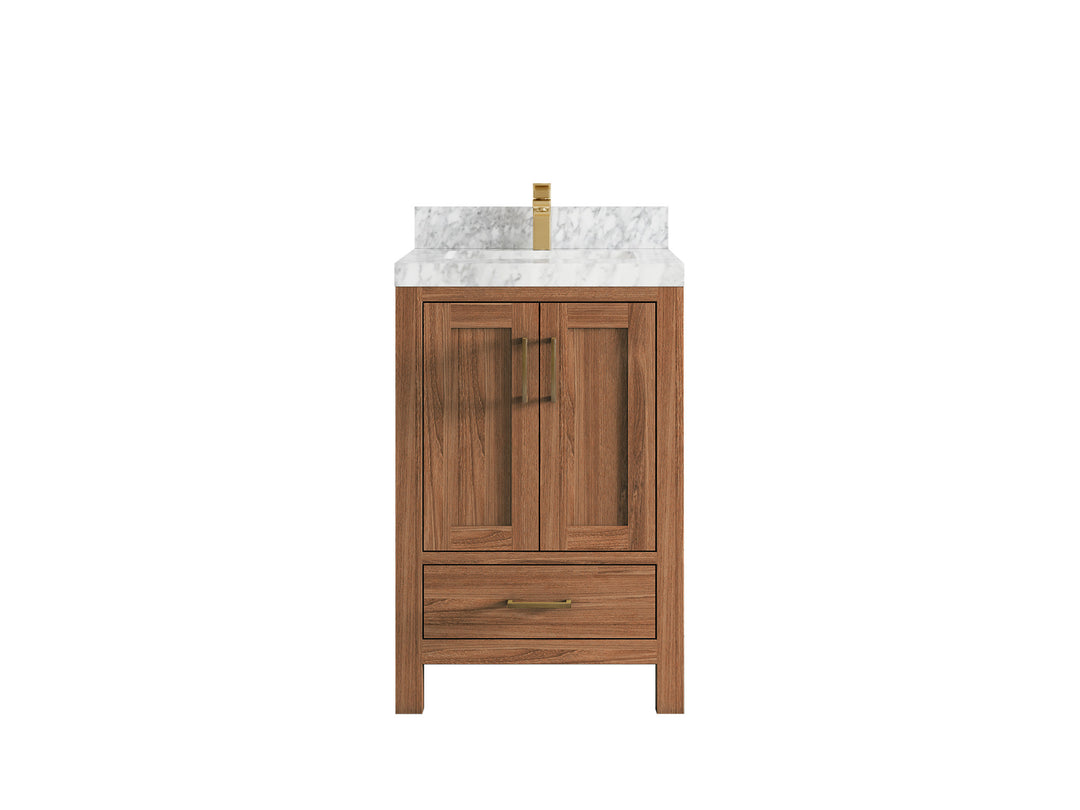 Malibu Teak Wood 24 in. W x 22 in. D Single Sink Bathroom Vanity