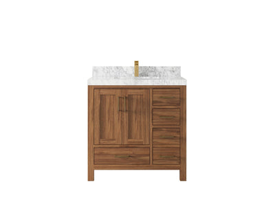 Malibu Teak Wood 36 in. W x 22 in. D Center Sink Bathroom Vanity