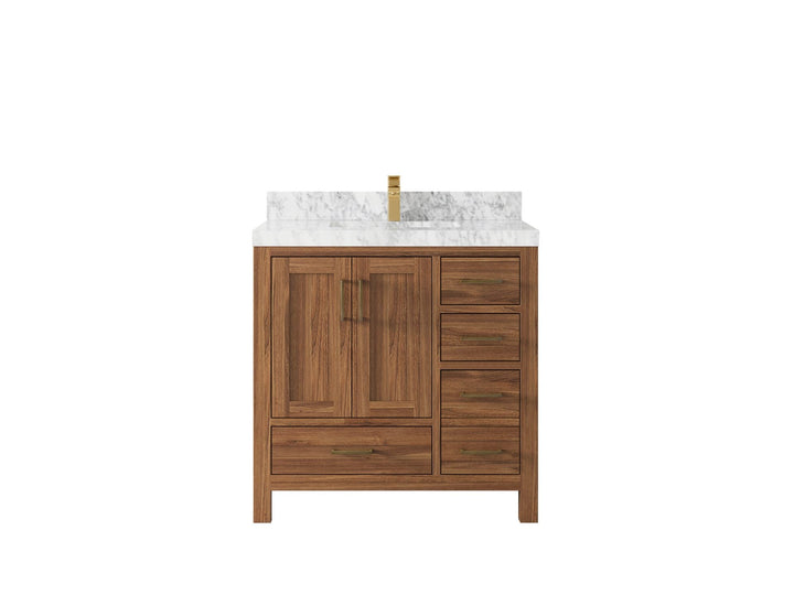 Malibu Teak Wood 36 in. W x 22 in. D Center Sink Bathroom Vanity - photo 23
