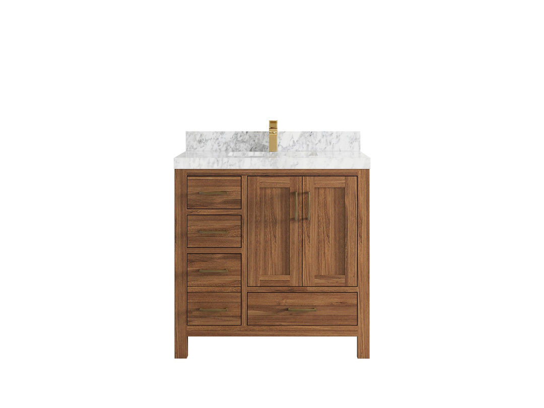 Malibu Teak Wood 36 in. W x 22 in. D Center Sink Bathroom Vanity