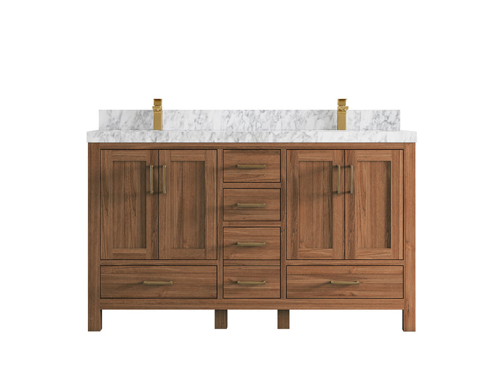 Malibu Teak Wood 60 in. W x 22 in. D Double Sink Bathroom Vanity - photo 26