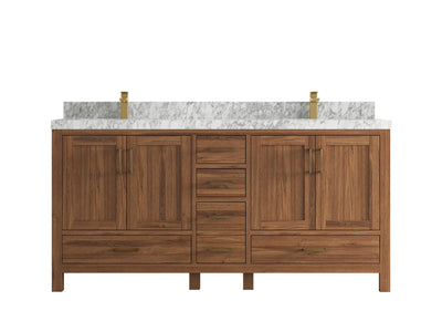 Malibu Teak Wood 72 in. W x 22 in. D Double Sink Bathroom Vanity