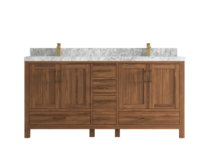Malibu Teak Wood 72 in. W x 22 in. D Double Sink Bathroom Vanity - photo 23