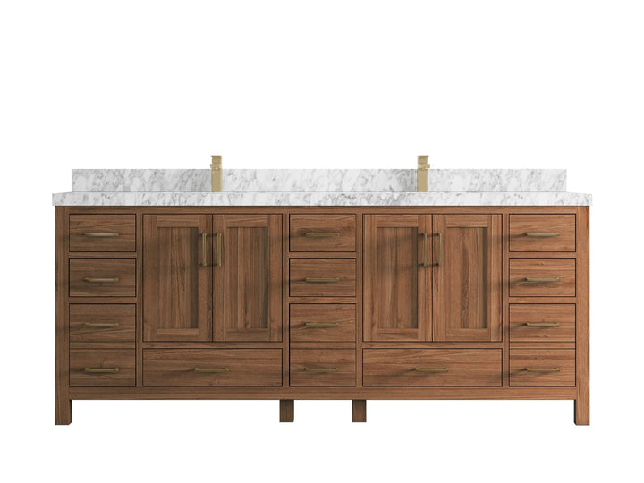 Malibu Teak Wood 84 in. W x 22 in. D Double Sink Bathroom Vanity - photo 23