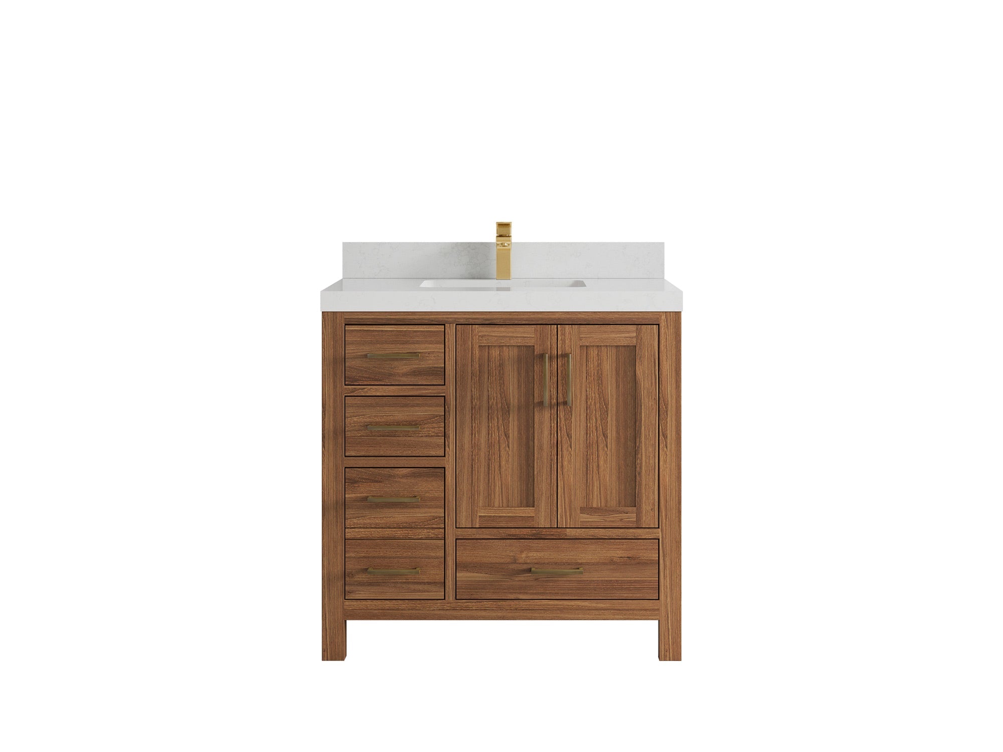 Malibu Teak Wood 36 in. W x 22 in. D Center Sink Bathroom Vanity