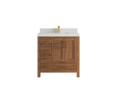Malibu Teak Wood 36 in. W x 22 in. D Center Sink Bathroom Vanity