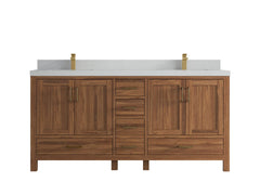 Malibu Teak Wood 72 in. W x 22 in. D Double Sink Bathroom Vanity - photo 25