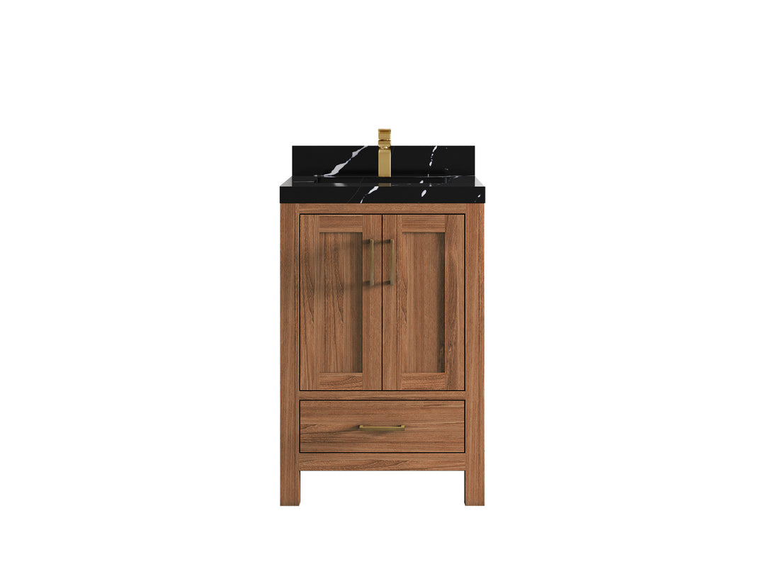 Malibu Teak Wood 24 in. W x 22 in. D Single Sink Bathroom Vanity