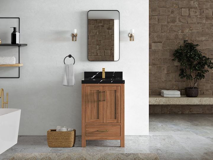 Malibu Teak Wood 24 in. W x 22 in. D Single Sink Bathroom Vanity - photo 16