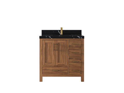 Malibu Teak Wood 36 in. W x 22 in. D Center Sink Bathroom Vanity