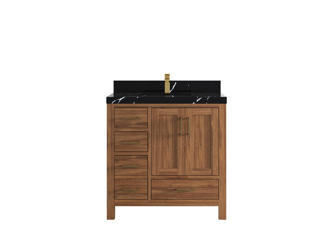 Malibu Teak Wood 36 in. W x 22 in. D Center Sink Bathroom Vanity