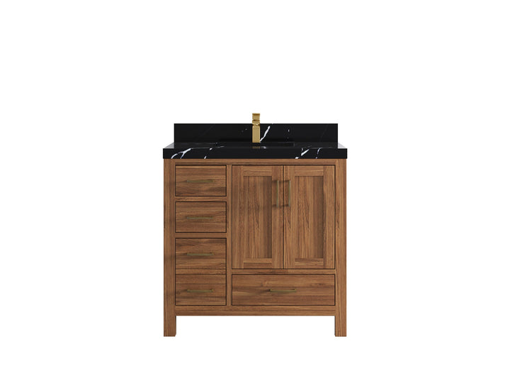 Malibu Teak Wood 36 in. W x 22 in. D Center Sink Bathroom Vanity - photo 12